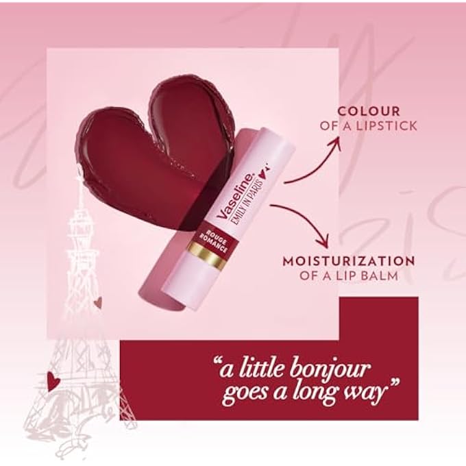 Vaseline X EMILY IN PARIS, LIMITED EDITION ROUGE ROMANCE, RED TINTED LIP BALM STICK, UP TO 24-HR MOISTURIZATION, 3G - Image 4